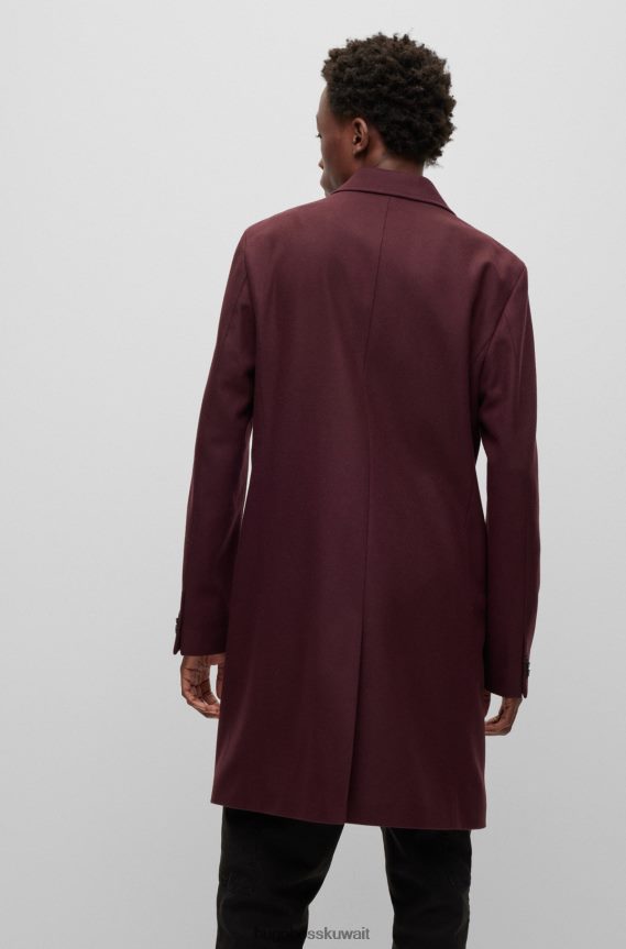 4TFNJN2343 بني غامق Hugo Boss معطف Hugo بني داكن ذو مقاس عادي من مزيج الصوف البكر