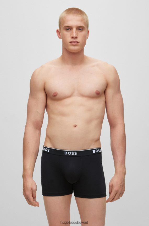 4TFNJN2344 أسود Hugo Boss Hugo مجموعة من ثلاثة سراويل داخلية من القطن المطاطي مع شعارات باللون الأسود