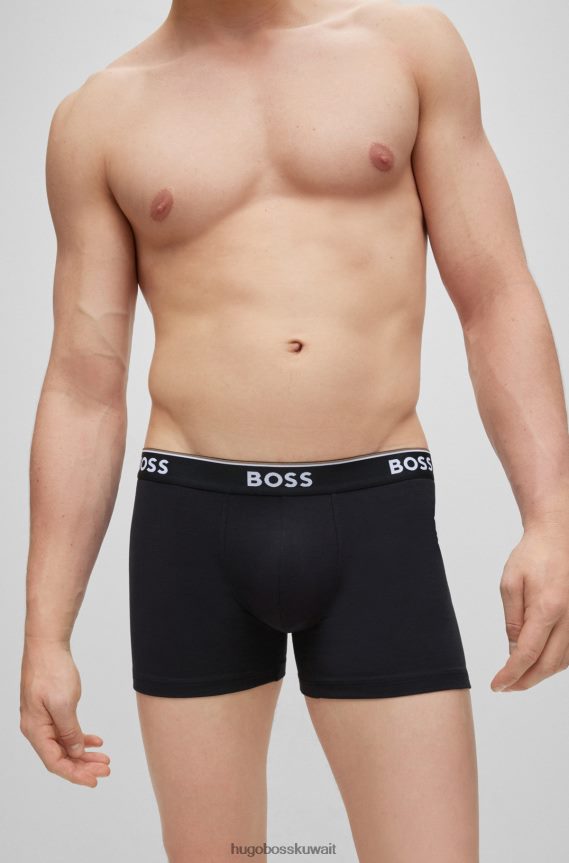 4TFNJN2344 أسود Hugo Boss Hugo مجموعة من ثلاثة سراويل داخلية من القطن المطاطي مع شعارات باللون الأسود
