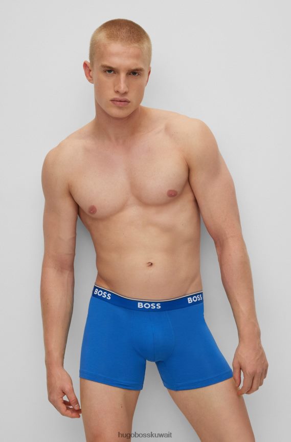 4TFNJN2344 أسود Hugo Boss Hugo مجموعة من ثلاثة سراويل داخلية من القطن المطاطي مع شعارات باللون الأسود