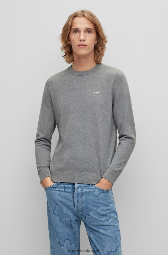 4TFNJN2352 رمادي Hugo Boss سترة رمادية عادية في مزيج القطن هوغو