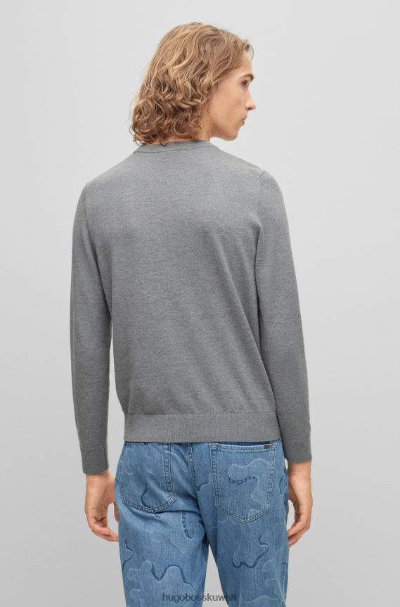 4TFNJN2352 رمادي Hugo Boss سترة رمادية عادية في مزيج القطن هوغو