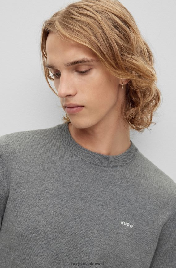 4TFNJN2352 رمادي Hugo Boss سترة رمادية عادية في مزيج القطن هوغو