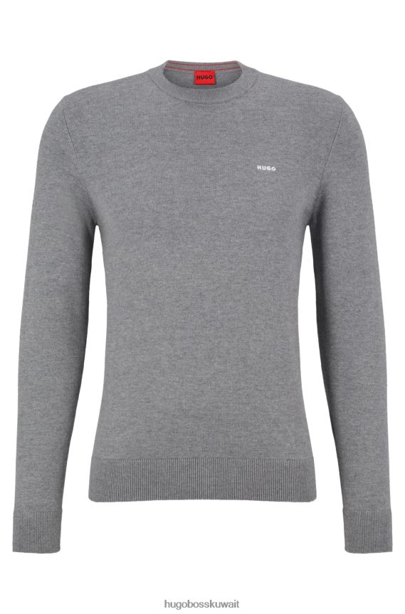 4TFNJN2352 رمادي Hugo Boss سترة رمادية عادية في مزيج القطن هوغو