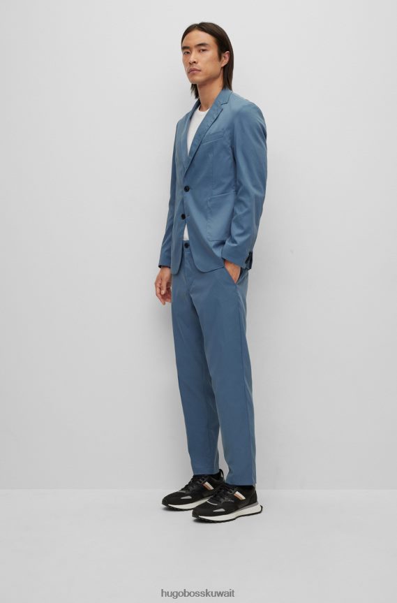 4TFNJN2357 أزرق Hugo Boss بنطال بقصّة مدببة وأرجل مقصوصة من قماش هوغو الأزرق عالي الأداء