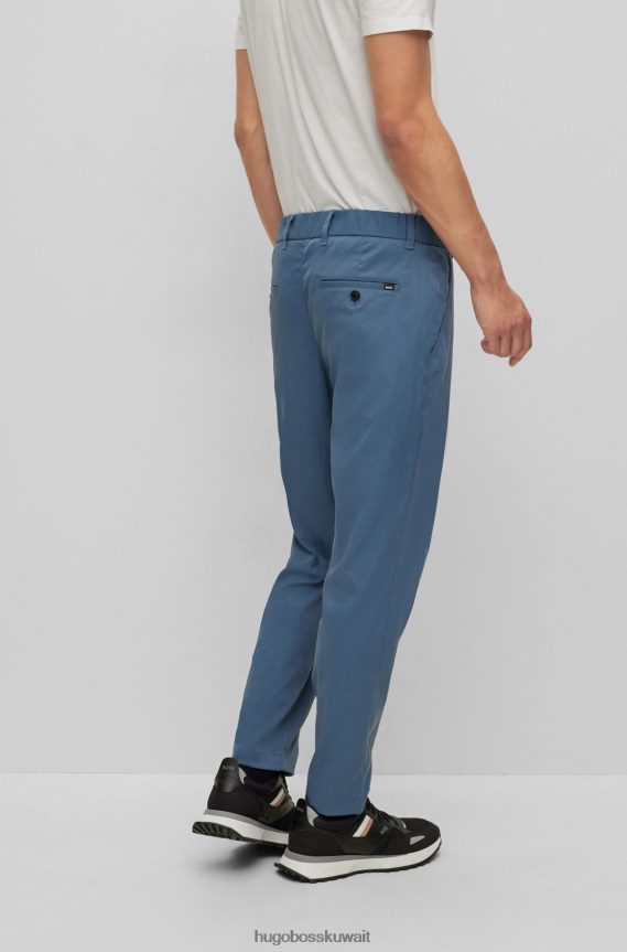 4TFNJN2357 أزرق Hugo Boss بنطال بقصّة مدببة وأرجل مقصوصة من قماش هوغو الأزرق عالي الأداء