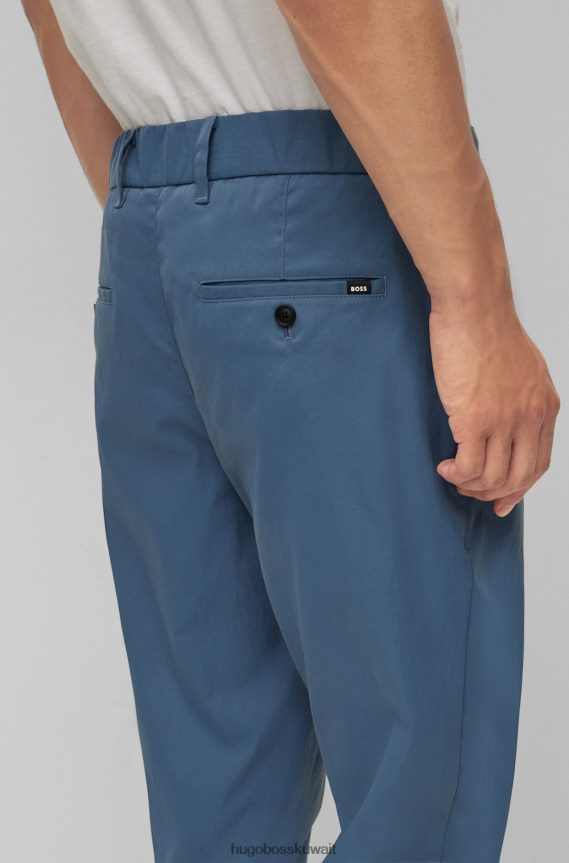 4TFNJN2357 أزرق Hugo Boss بنطال بقصّة مدببة وأرجل مقصوصة من قماش هوغو الأزرق عالي الأداء