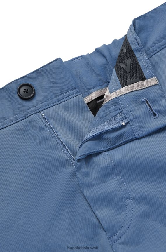 4TFNJN2357 أزرق Hugo Boss بنطال بقصّة مدببة وأرجل مقصوصة من قماش هوغو الأزرق عالي الأداء