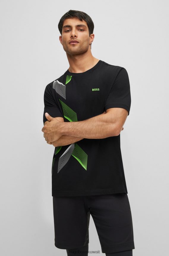 4TFNJN2360 رمادي Hugo Boss حزمة من قطعتين من تي شيرت هوغو باللون الرمادي من الجيرسي القطني مع عمل فني ديناميكي