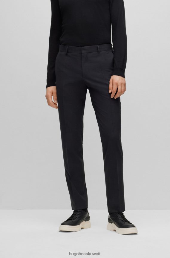 4TFNJN2361 الرمادي الداكن Hugo Boss بنطلون هوغو ذو قصة ضيقة باللون الرمادي الداكن من الصوف البكر المطاطي