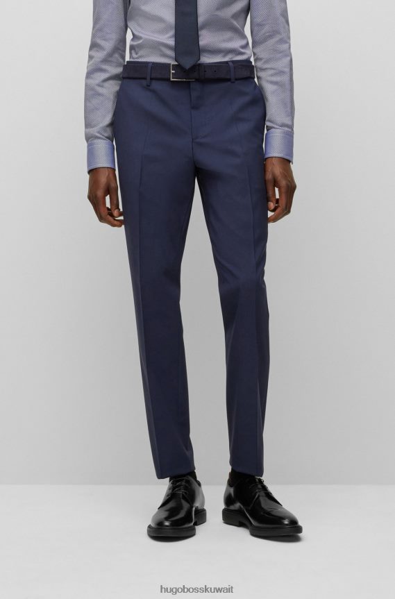 4TFNJN2362 أزرق غامق Hugo Boss بنطلون Hugo ذو قصة ضيقة من الصوف البكر المطاطي باللون الأزرق الداكن