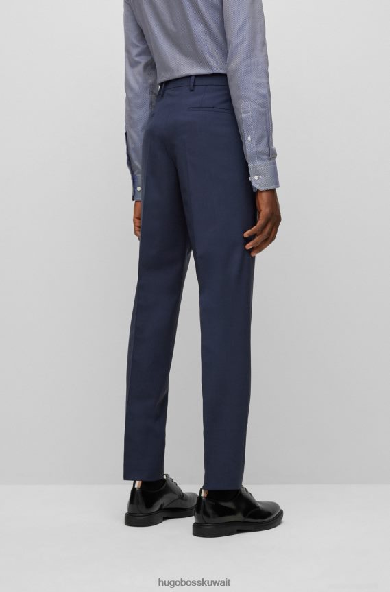 4TFNJN2362 أزرق غامق Hugo Boss بنطلون Hugo ذو قصة ضيقة من الصوف البكر المطاطي باللون الأزرق الداكن