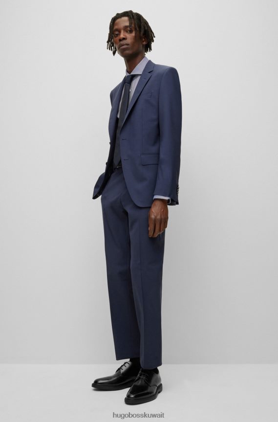4TFNJN2362 أزرق غامق Hugo Boss بنطلون Hugo ذو قصة ضيقة من الصوف البكر المطاطي باللون الأزرق الداكن
