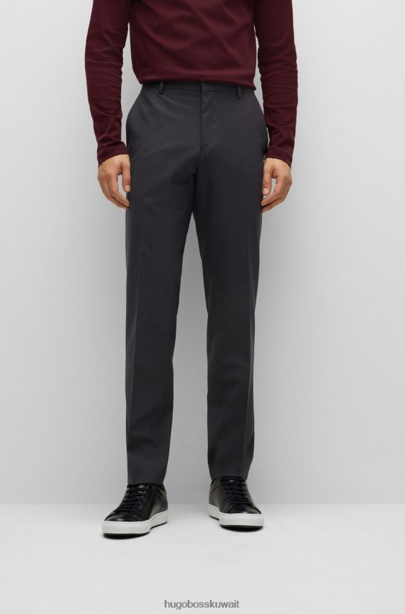 4TFNJN2364 أسود Hugo Boss بنطلون أسود بقصة ضيقة من هوغو من الصوف البكر المطاطي