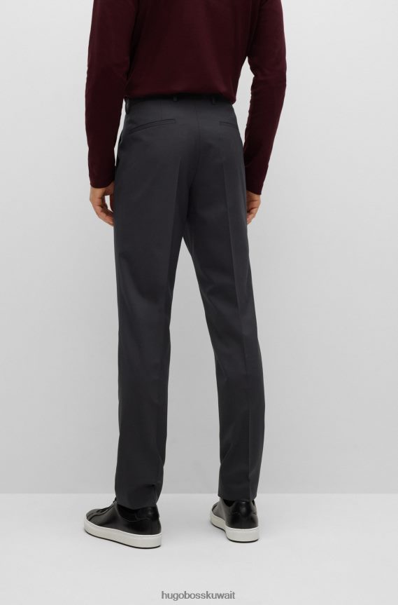 4TFNJN2364 أسود Hugo Boss بنطلون أسود بقصة ضيقة من هوغو من الصوف البكر المطاطي