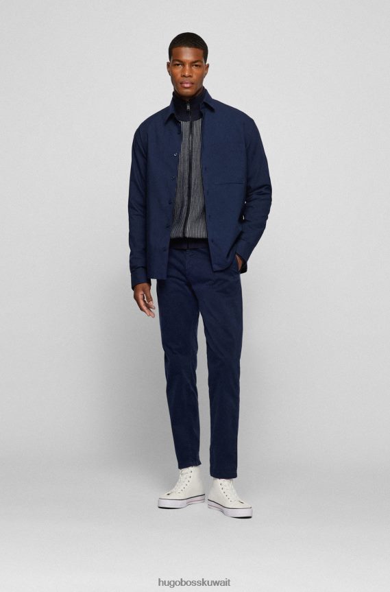 4TFNJN2367 أزرق غامق Hugo Boss سترة هوغو بسحاب باللون الأزرق الداكن من مزيج القطن العضوي