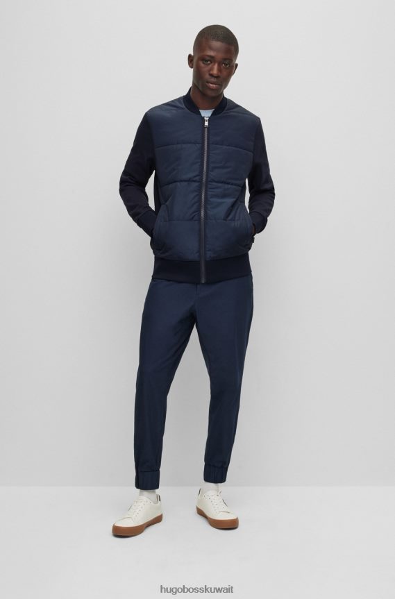 4TFNJN2370 أزرق غامق Hugo Boss سويت شيرت بسحاب باللون الأزرق الداكن مصنوع من القطن العضوي والقماش التقني هوغو