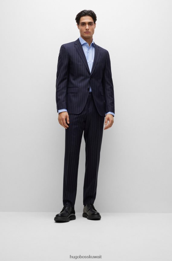 4TFNJN2375 أزرق فاتح Hugo Boss قميص بقصة عادية من نسيج قطني مضلع باللون الأزرق الفاتح