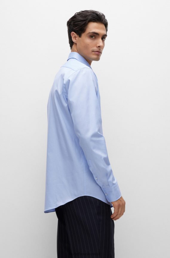 4TFNJN2375 أزرق فاتح Hugo Boss قميص بقصة عادية من نسيج قطني مضلع باللون الأزرق الفاتح
