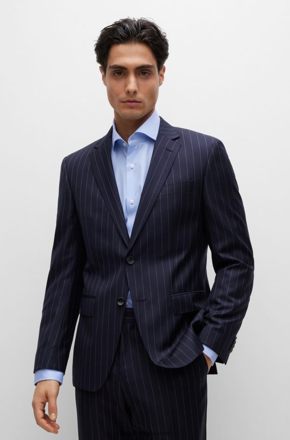 4TFNJN2375 أزرق فاتح Hugo Boss قميص بقصة عادية من نسيج قطني مضلع باللون الأزرق الفاتح