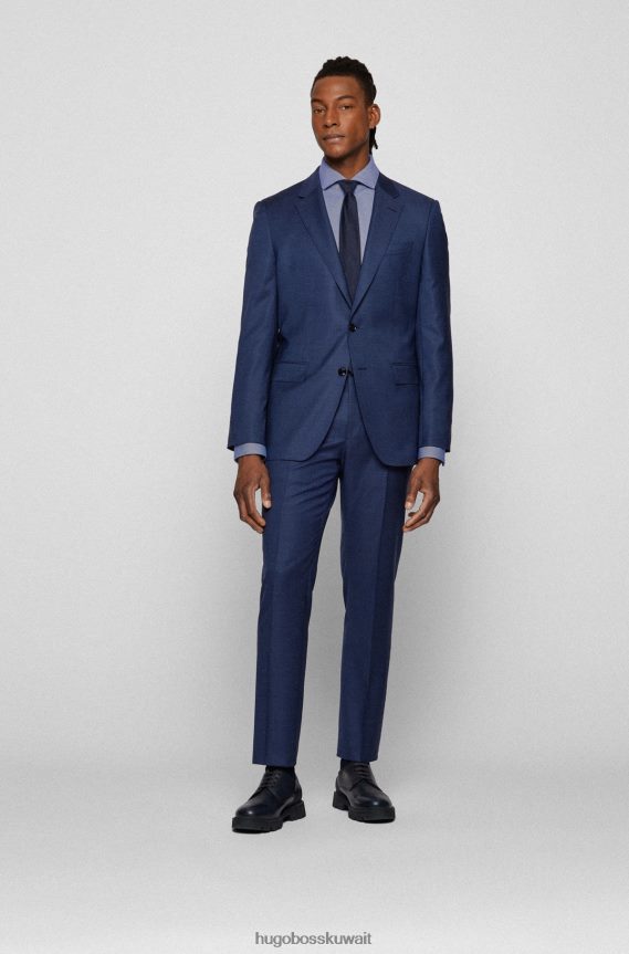 4TFNJN2377 أزرق Hugo Boss قميص ذو قصة عادية مصنوع من قماش مرن للغاية باللون الأزرق هوغو