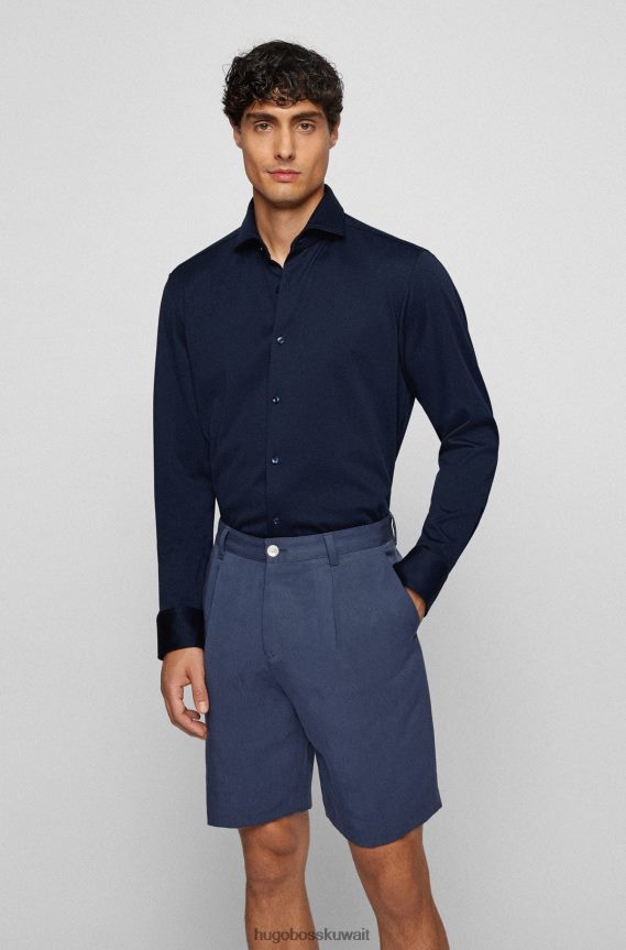 4TFNJN2378 أزرق غامق Hugo Boss قميص هوغو ذو قصة عادية باللون الأزرق الداكن مصنوع من قماش مرن للغاية