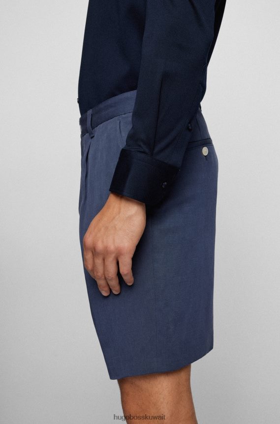 4TFNJN2378 أزرق غامق Hugo Boss قميص هوغو ذو قصة عادية باللون الأزرق الداكن مصنوع من قماش مرن للغاية