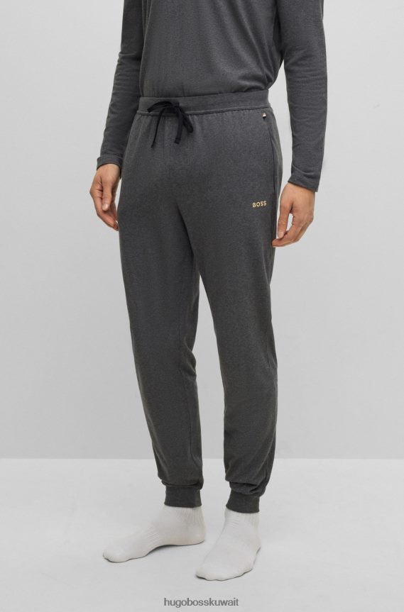 4TFNJN2385 الرمادي الداكن Hugo Boss بدلة رياضية من القطن المطاطي باللون الرمادي الداكن مع شعار مطرز من Hugo