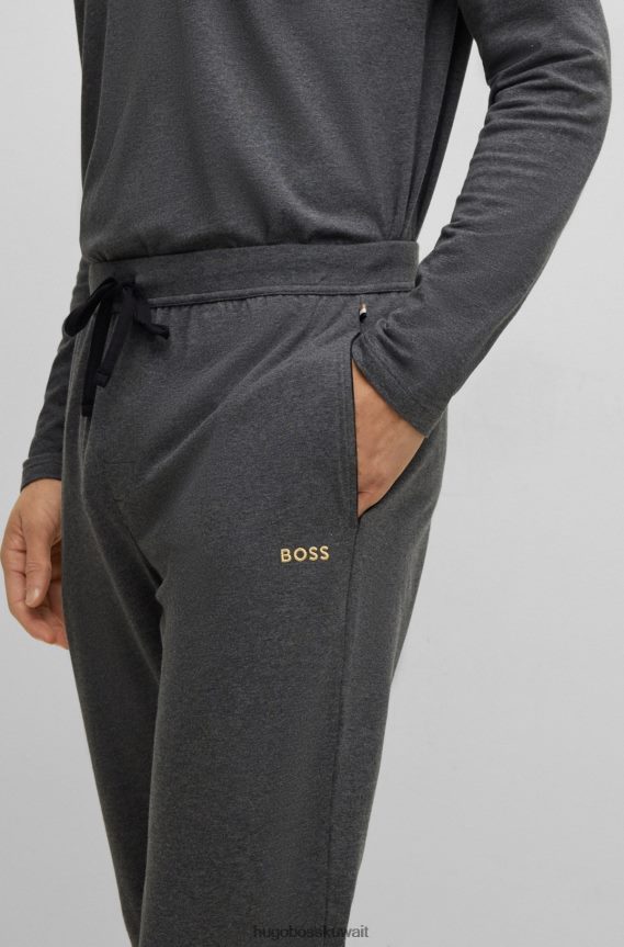 4TFNJN2385 الرمادي الداكن Hugo Boss بدلة رياضية من القطن المطاطي باللون الرمادي الداكن مع شعار مطرز من Hugo