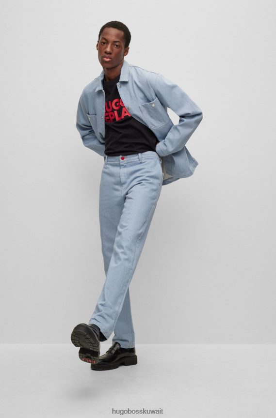 4TFNJN2386 أسود Hugo Boss هوغو | تيشيرت بطبعة شعار الكبسولة من تصميم Replay من القطن العضوي