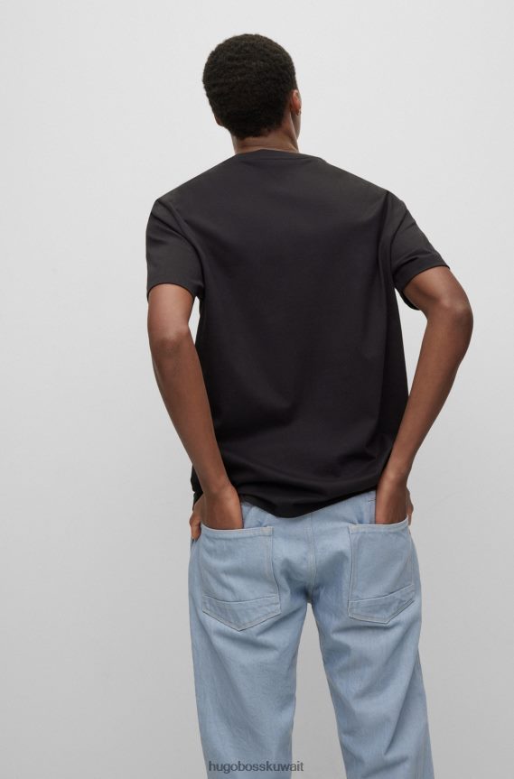 4TFNJN2386 أسود Hugo Boss هوغو | تيشيرت بطبعة شعار الكبسولة من تصميم Replay من القطن العضوي