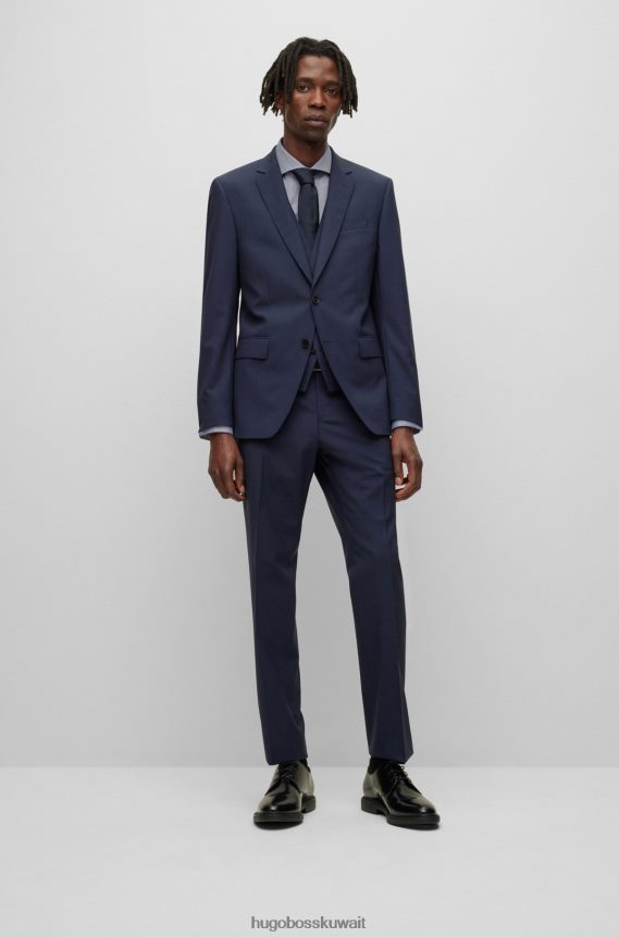 4TFNJN2392 أزرق غامق Hugo Boss سترة Hugo ذات قصة ضيقة باللون الأزرق الداكن من الصوف البكر المطاطي