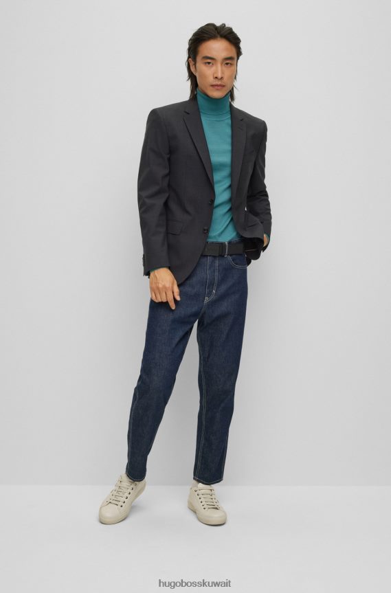 4TFNJN2393 الرمادي الداكن Hugo Boss سترة Hugo ضيقة من الصوف البكر المطاطي باللون الرمادي الداكن