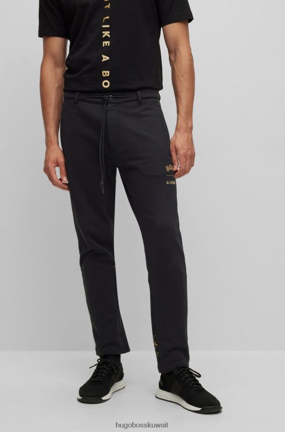 4TFNJN2395 أسود Hugo Boss x قطعة سفلية رياضية من القطن العضوي مع علامة تجارية تعاونية