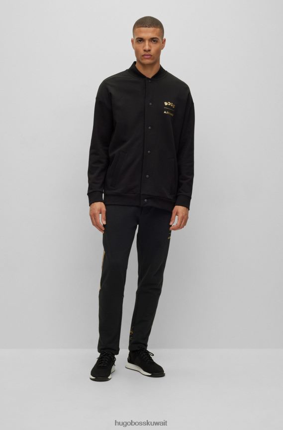 4TFNJN2395 أسود Hugo Boss x قطعة سفلية رياضية من القطن العضوي مع علامة تجارية تعاونية