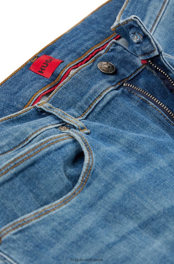 4TFNJN2397 أزرق فاتح Hugo Boss بنطال جينز ضيق باللون الأزرق من قماش الدنيم فائق التمدد هوغو باللون الأزرق الفاتح