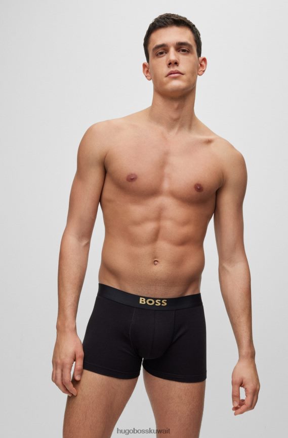 4TFNJN2400 أسود Hugo Boss مجموعة هدايا الملابس الداخلية من القطن العضوي من هوغو مع علامة تجارية باللون الأسود