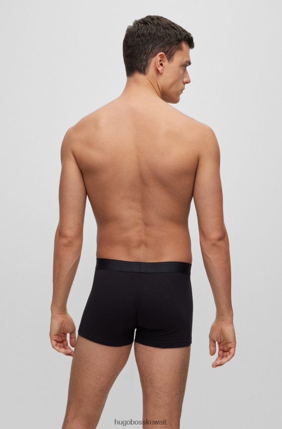 4TFNJN2400 أسود Hugo Boss مجموعة هدايا الملابس الداخلية من القطن العضوي من هوغو مع علامة تجارية باللون الأسود