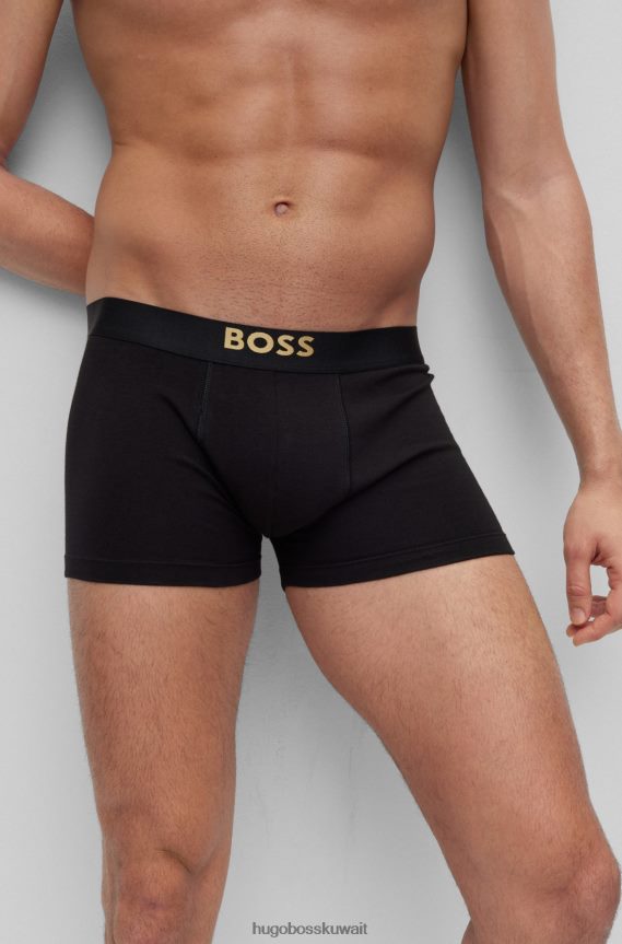 4TFNJN2400 أسود Hugo Boss مجموعة هدايا الملابس الداخلية من القطن العضوي من هوغو مع علامة تجارية باللون الأسود