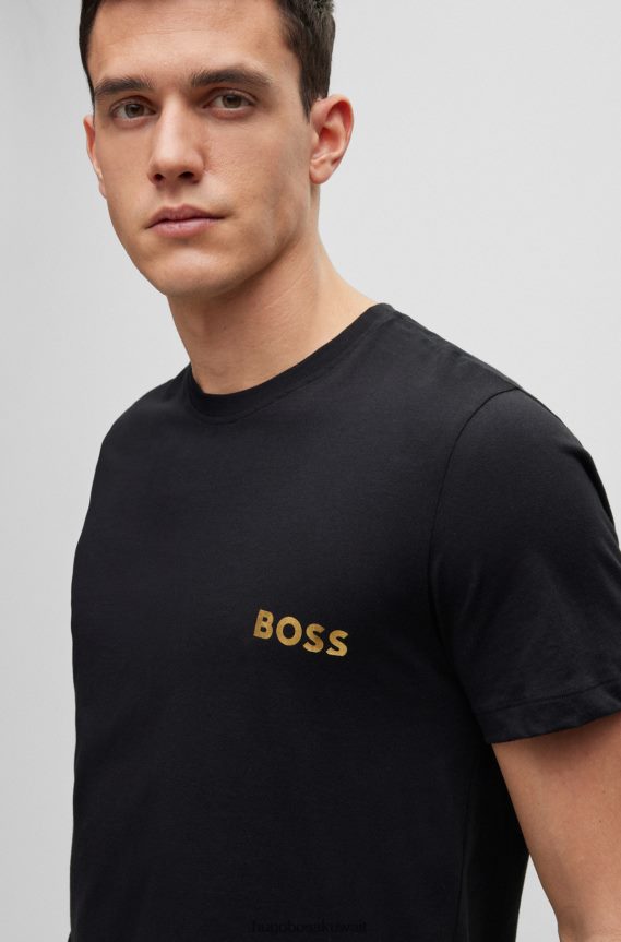 4TFNJN2400 أسود Hugo Boss مجموعة هدايا الملابس الداخلية من القطن العضوي من هوغو مع علامة تجارية باللون الأسود