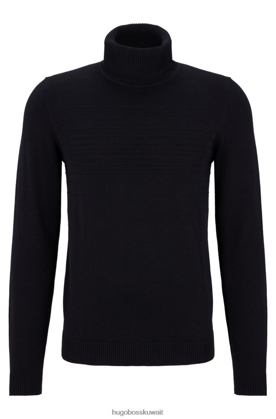 4TFNJN2401 أزرق غامق Hugo Boss سترة بياقة دائرية وقصة ضيقة من القطن والصوف البكر باللون الأزرق الداكن