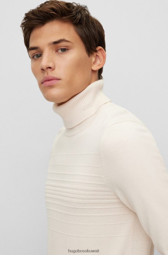 4TFNJN2402 أبيض Hugo Boss سترة بيضاء ضيقة بياقة مطوية من القطن والصوف البكر هوغو