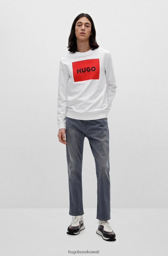 4TFNJN2406 أبيض Hugo Boss سترة هوغو من قطن تيري مع طباعة شعار أحمر باللون الأبيض