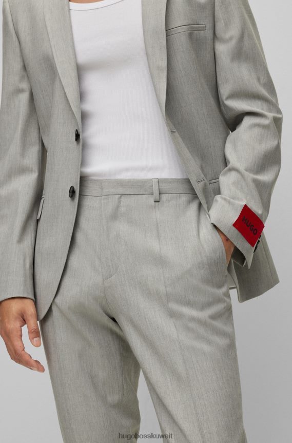 4TFNJN2410 رمادي فاتح Hugo Boss بدلة Hugo ذات اللون الرمادي الفاتح ذات المقاس النحيف للغاية مصنوعة من قماش مزيج عالي الأداء