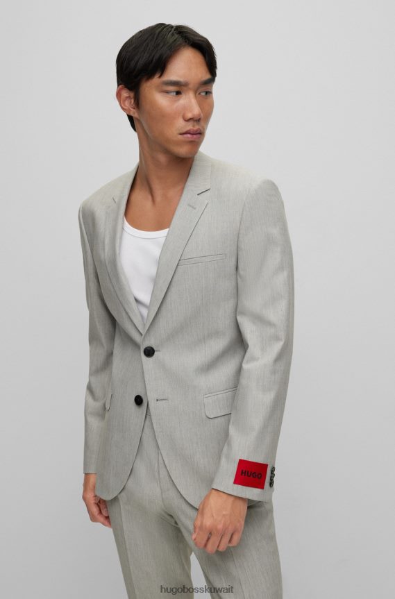 4TFNJN2410 رمادي فاتح Hugo Boss بدلة Hugo ذات اللون الرمادي الفاتح ذات المقاس النحيف للغاية مصنوعة من قماش مزيج عالي الأداء
