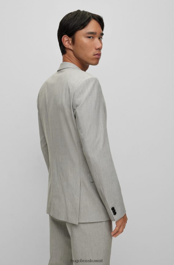 4TFNJN2410 رمادي فاتح Hugo Boss بدلة Hugo ذات اللون الرمادي الفاتح ذات المقاس النحيف للغاية مصنوعة من قماش مزيج عالي الأداء