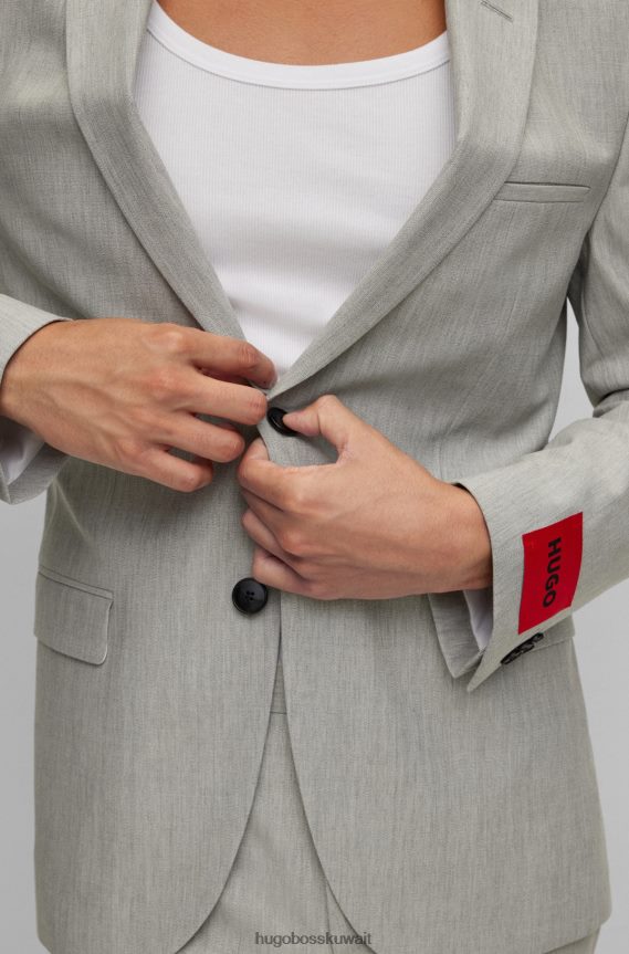 4TFNJN2410 رمادي فاتح Hugo Boss بدلة Hugo ذات اللون الرمادي الفاتح ذات المقاس النحيف للغاية مصنوعة من قماش مزيج عالي الأداء