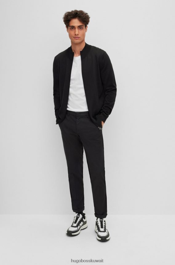 4TFNJN2431 أسود Hugo Boss بنطال تشينو بقصّة ضيّقة من قماش الجبردين القطني المطاطي باللون الأسود