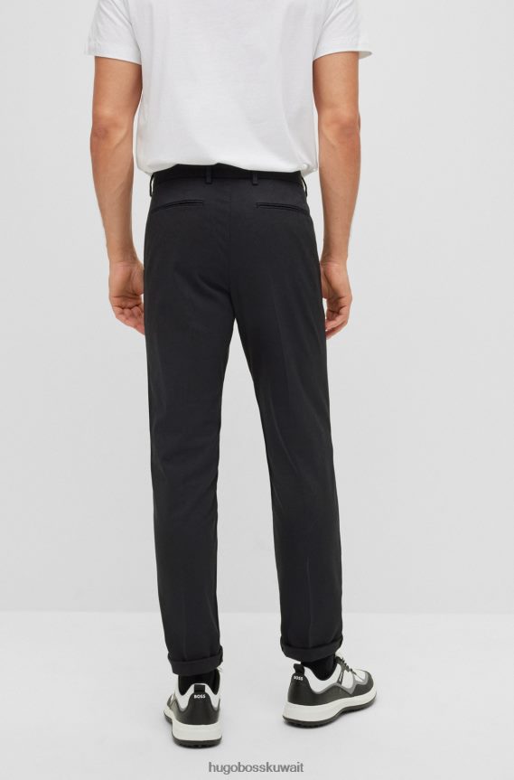 4TFNJN2431 أسود Hugo Boss بنطال تشينو بقصّة ضيّقة من قماش الجبردين القطني المطاطي باللون الأسود