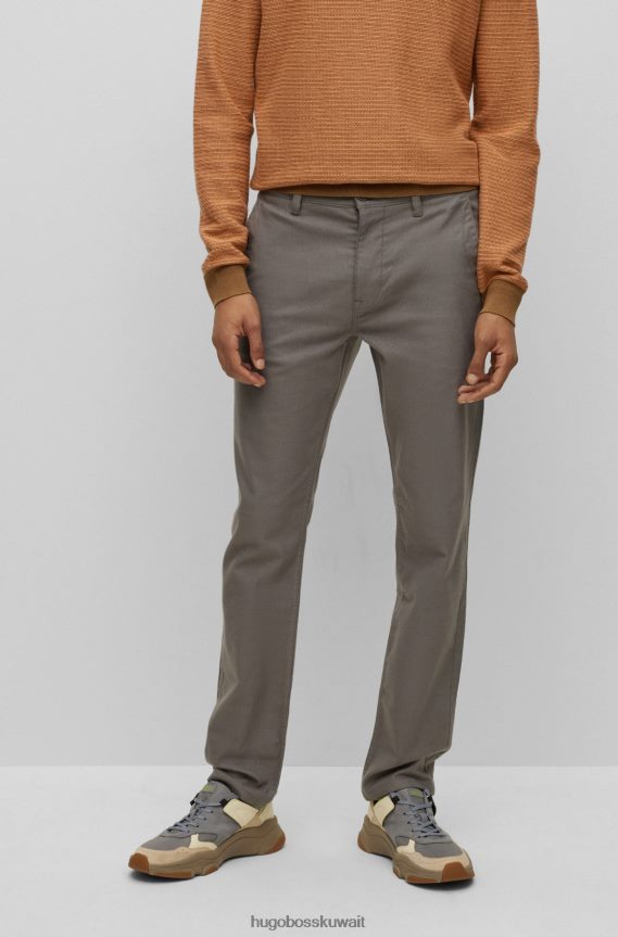 4TFNJN2434 رمادي Hugo Boss بنطال Hugo باللون الرمادي بقصة ضيقة مصنوع من قماش مطاطي مزيج